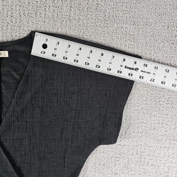 Madewell Faux Wrap Cross Front Flutter Sleeve Mini Dress Black Small Minimalist - Picture 9 of 12